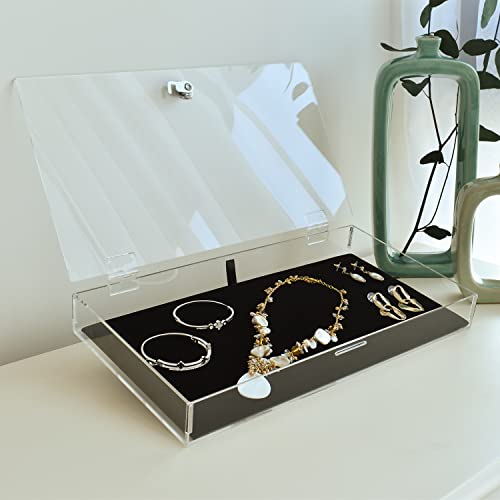 Mooca TRJ2656+93-1 Acrylic Rectangular Marketing Holder Locking Security Showcase Safe Box Display Tray Perfect thumb #5