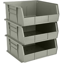 HE HUDSON EXCHANGE 11" x 11" x 5" 3 Pack Plastic Stackable Storage Bin, Gray/Brown