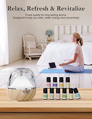 Ankrs Essential Oil Set Of 10 Natural Pure 1/3Oz Aroma Oils For Diffusers, Home, Gift - Tea Tree, Eucalyptus, Peppermint, Lemon, Orange, Lemongrass, Lavender, Rose, Ylang-Ylang, Vanilla Oil #TOP7
