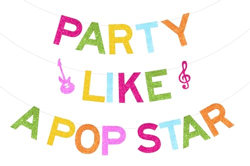 Sursurprise Pop Star Birthday Decorations, Party Like A Popstar Banner for Music Singing Birthday Party Supplies