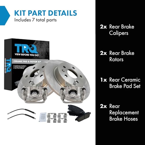 Image of TRQ Rear Brake Pad & Rotor Kit Ceramic Compatible with 2015-2017 Chevrolet Trax