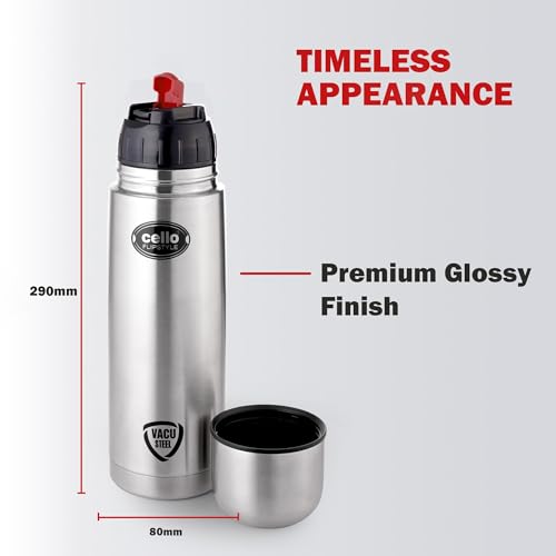 CELLO Flipstyle 1000 ml Silver Water Bottle - Image 4
