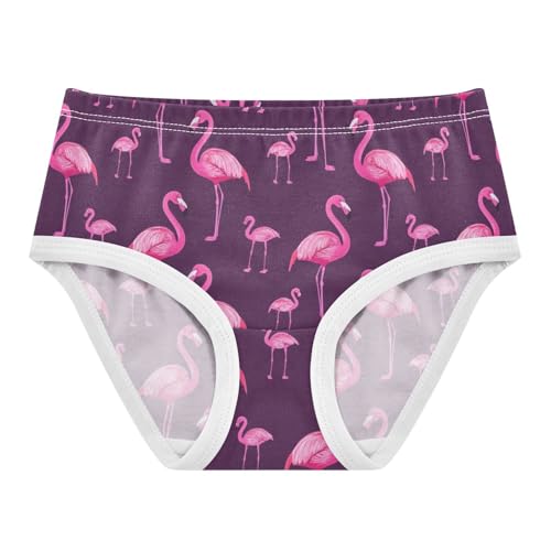 Joisal Cartoon Flamingos Dark Purple Girls Underwear Toddlers 2t Cotton Little Girl Panties Pattern Briefs Girls Undies