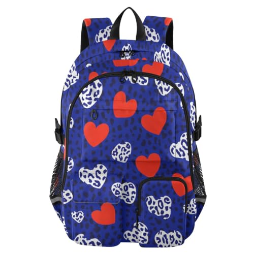 Mochila de viaje grande que alivia la espalda de adolescentes con diseño de corazón azul
