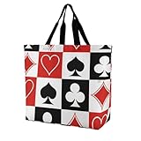 JZDACH Women Handbag Grid Poker Playing Cards Large Capacity Fashion Beach Tote Shoulder Bag Purse Shopping Kitchen Tote Bag