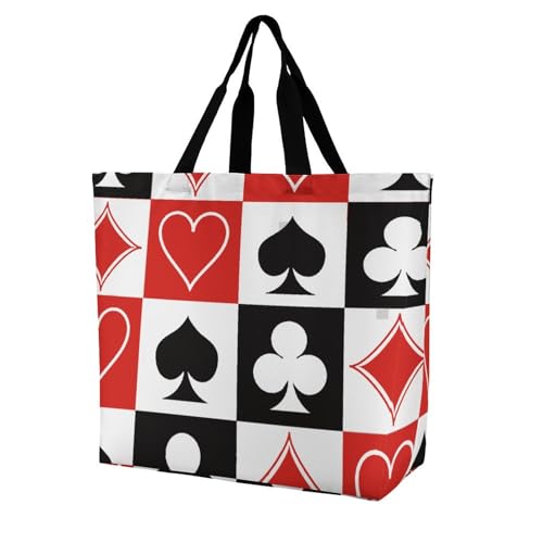 JZDACH Women Handbag Grid Poker Playing Cards Large Capacity Fashion Beach Tote Shoulder Bag Purse Shopping Kitchen Tote Bag