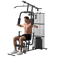 HOMCOM Home Gym Equipment, Multi Gym Workout Station with 45Kg Weight Stack, Chest Station, Butterfly Press & Leg Developer for Strength Training, Black
