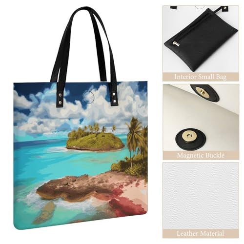 American Spain Flag Work Tote Bag for Women Leather Shoulder Bag with Magnetic Buckle Purse And Handbags3