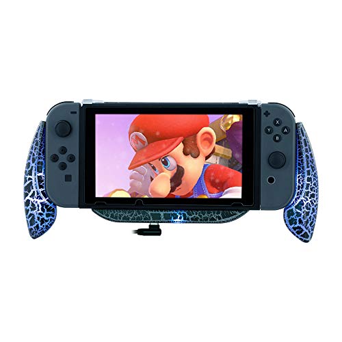 Charging grip case for ns switch protective handle grip cover case with led lamp and game card box black
