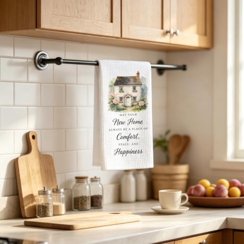 New Home Kitchen Towel, Housewarming Gift Cottage Floral Dish Towel - Image 2