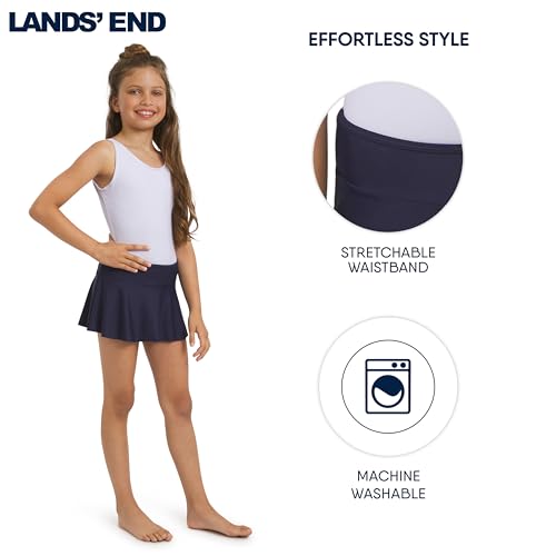 Image of Lands' End Girls' Swim UPF 50+ Stretch Waist Attached Bikini Bottom Swim Skirt