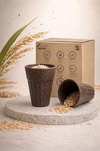 Image of Eco-Friendly Tea Cup Set of 2 | Kulhad Style Coffee & Tea Mugs | 140 ml Unbreakable, Stain-Free, Heat Resistant, Reusable, Microwave Safe | Rice Husk & Bamboo Fibre | Fibre Maximus