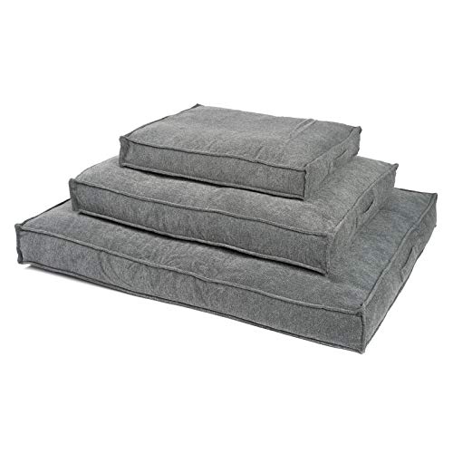 JAMAXX Premium Hundekissen Orthopädische Füllung, Waschbar Bezug aus Edlem Chinelle Stoff, Weiche Kompakte Füllung mit Visco Schaumstoff-Flocken Memory, PDB1003 (L) 120x90, Silver-Grey