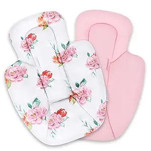 Minne Baby Infant Insert-Compatible With 4Moms Rockaroo And Mamaroo-Breathable Cool Mesh Fabric-Plush Soft Newborn Insert With Head And Body Support,Pink