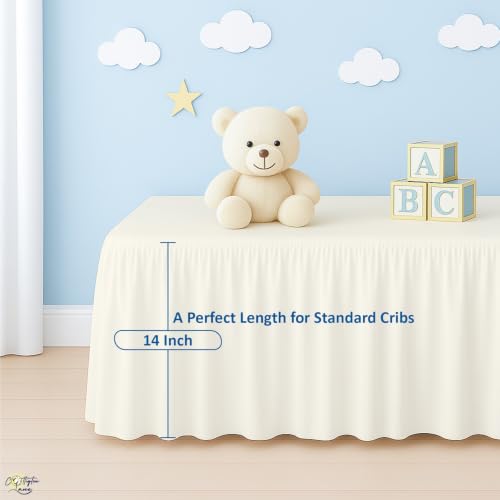Image of Cottington Lane Ivory Crib Skirt Dust Ruffle 14 inch Drop, Fits 28 inch x 52 inch
