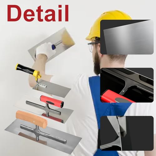 3 Stück Glättekelle, Profi Edelstahl Glättkelle, Set mit Putzkellen, Glättekelle ohne Zahnung, Premium Glättekelle Rostfreie mit Softgriff, Glättscheibe Traufel mit Ergonomisch Griff, Glätter