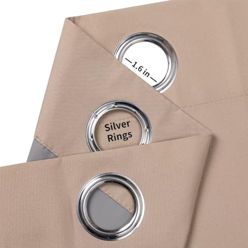 Image of Joydeco Taupe Curtains 84 Inch Length 2 Panels Set for Livingroom, Blackout Curtains 84 Inches Long for Bedroom Windows, Thermal Insulated Room Darkening 84 Inch Long with Grommets