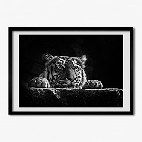 Cadre photo tigre 70x50 cm en bois MDF pour salon contemporain