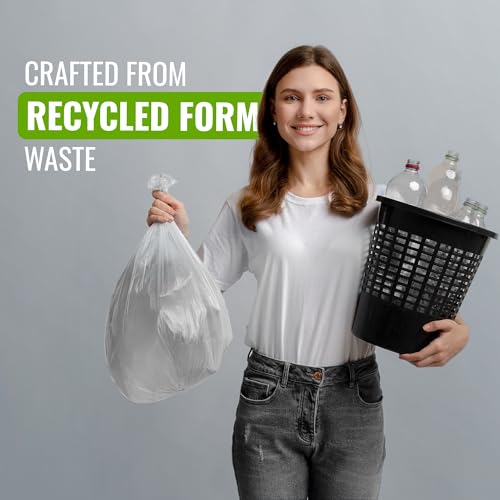 EcoBag 30 - Pack Heavy Duty White Bin Liners - 55L - 15 Microns - Extra Strong, Leak-Proof, Tear-Resistant Bags for Swing Bins, Kitchen, Home & Office (580x880mm) - Image 6