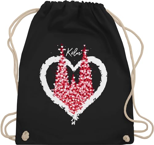 Shirtracer Turnbeutel Rucksack - & Fasching - Taschen - Kölner Dom Köln Rot Weiss Karneval I - Unisize - Schwarz - karnevalsbeutel faschings un stoffturnbeutel karnevalstasche karnevals rut tasche