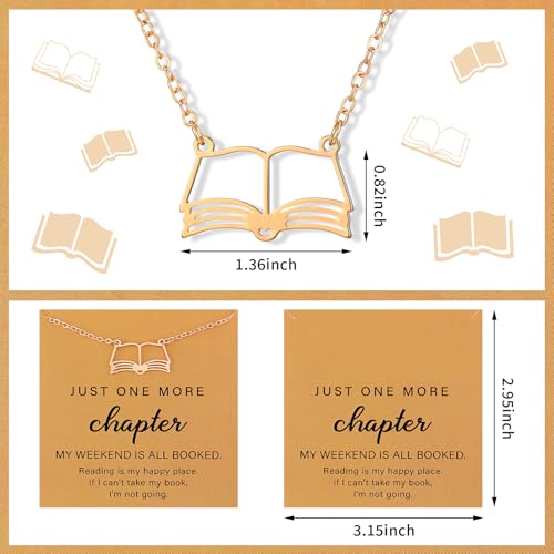 Tondiamo 8 Pcs Book Club Gifts for Women Open Book Necklaces Jewelry Reading Gifts with Card for Librarian Bookish Bookworm2