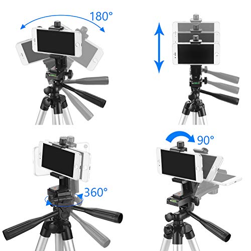 Phone Tripod,PEYOU 50" Aluminum Camera Tripod + Wireless Remote Shutter + 360°Rotation Smartphone Holder Mount Compatible for iPhone Xs Max XR X 8 7 6 Plus,for Samsung Galaxy Note 9 8 S10 S9 S8 Plus