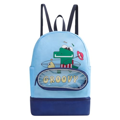 Bolsa de natación para niños, bolsa impermeable de dibujos animados, mochila única para niños, separación húmeda y seca, bolsa de natación de gran capacidad para niños y niñas, para pelotas de baño,