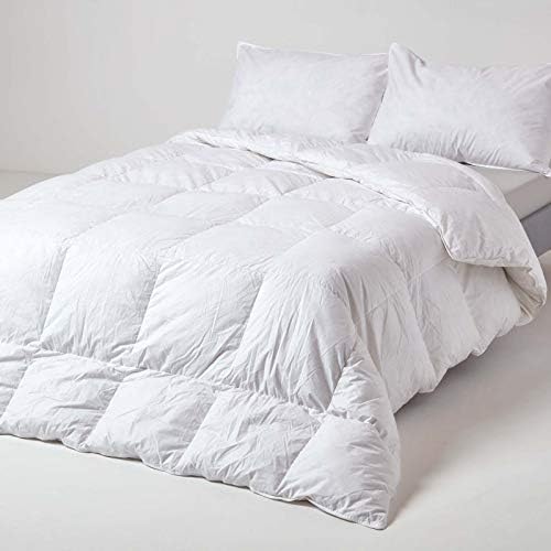 HOMESCAPES Single 13.5 Tog New White Duck Feather & Down Duvet - 100% Cotton Anti Dust Mite & Down Proof Cover - Anti allergen - RDS Certified - Washable at Home Luxury Winter Quilt