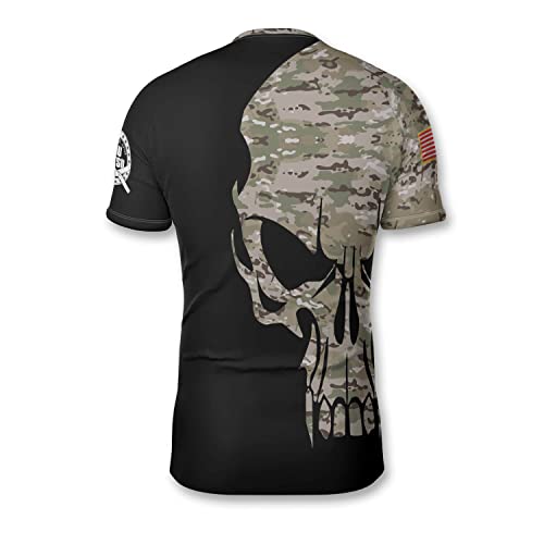 PRIMESTY BJJ Jiu Jitsu Rash Guard - Camo Short Sleeve Rash Guard Compression Shirt for No-Gi, MMA, Size XS-3XL4