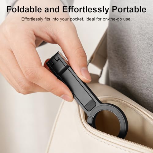Image of ZORBES Magnetic Phone Tripod Stand for iPhone, Aluminium Smartphone Mini Tripod Pocket Cell Phone Stand, Folding Strong Magnet Quick Mount Compatible with iPhone 16 15 14 13 12 Series, Black