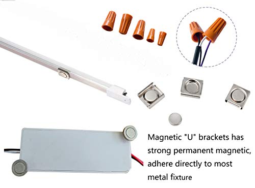2x2FT LED Magnetic Strip Retrofit Kit,16W Magnetic Mount 2FT LED Tube,2400LM,5000K Daylight White, T8 T10 T12 Fluorescent Replacement, Transparent Cover,100-277V, 0-10V DIMMABLE by jimwhen - Image 4