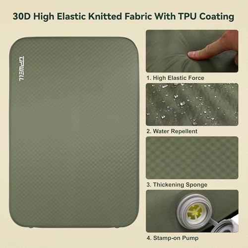 UPWELL-Self-Inflating-Sleeping-Pad-45-Thickness-Camping-Mattress-with-Solid-Foam-Double-Sleeping-Mat-Portable-Fast-Inflation-for-Outdoor-Mat-Portable-Roll-Up-Bed-Green