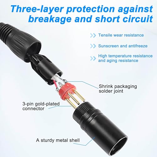 XMSJSIY D-Type XLR Female Panel Mount to XLR Male Connector Pass Through Cable,3 Pin Mic Feed/Pass Thru Converter Compatible with Microphone - Image 3