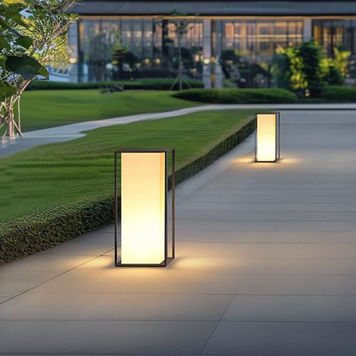 Lampadaire rectangulaire contemporain en acrylique blanc au design épuré pour cour - 6