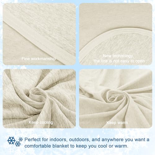 Image of CHOSHOME Cooling Blanket for Hot Sleepers Lightweight Summer Cold Thin Blankets for Sleeping, Hot Flashes Night Sweats, Soft Blanket for Bed (12-Beige, Full 84 inch x 90 inch)