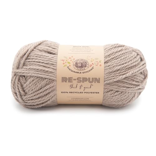 Image of Lion Brand Yarn, Re-Spun Thick & Quick Super Bulky Yarn for Knitting, Crochet, and Crafts, Hazelwood, 1 Pack, Soft Fiber for Chunky Blankets, Bulky Throws, and Cozy Sweaters