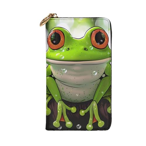 Cute Frog Art Printed Long Wallet for Women Men Cute PU Leather Wallet with Coin Purse and Credit Card Holder2