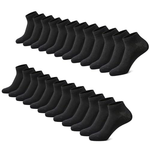 FALARY Sneaker Socken Herren Damen 12 Paar Kurze Halbsocken Baumwolle-Schwarz-39-42 FALARY Sneaker Socken Herren Damen 12 Paar Kurze Halbsocken Baumwolle-Schwarz-39-42