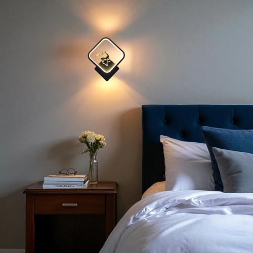 Image of Square LED Wall Light with Golden Deer & Branch Design, Multi-Color LED | Plastic | Wall Lamp for Bedroom, Living Room, Hallway, Pack of 1