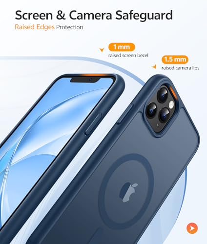 Image of FNTCASE for iPhone 11 Pro Max Case: [Compatible with Magsafe] Translucent Matte Magnetic Phone Cover - Military Grade Drop Protection Shockproof Protective for iPhone 11Pro Max 2019 Cases - Blue