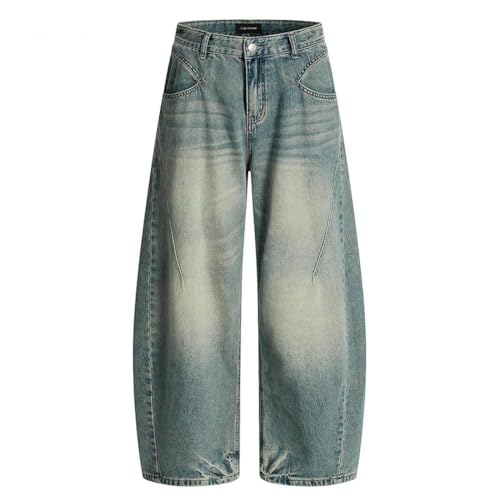 Men’s Washed Distressed Denim Jeans, Ripped Design, Streetwear Style, Loose Wide Leg Pants2