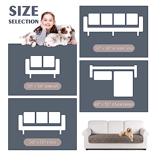 Image of TAOCOCO 100% Waterproof Reversible Couch Seat Cover for Dogs & Pets - Chaise, Sectional & U Shape Sofa Furniture Protector - Taupe