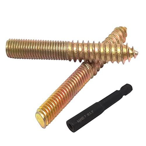 20Pcs Hanger Bolts Double Headed Bolts Kit,with (M4x0.7mm) Hanger Bolt Driver, Hanger Bolts for Wood Furniture(M4x35mm)