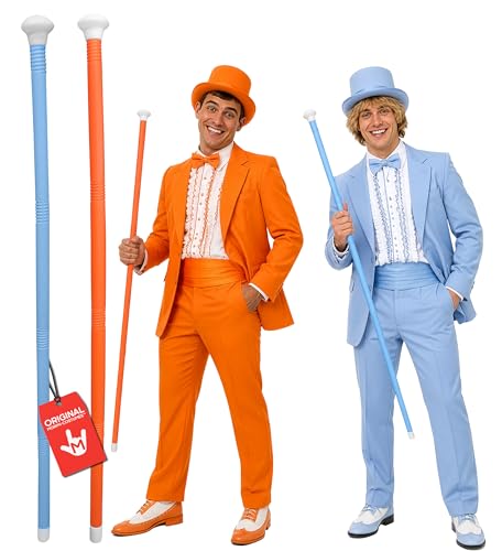 Dumber Cane Blue and Orange Canes Hollow Plastic Tuxedo Parade Walking Sticks Costume Set of 2 Blue Orange 44 Inches