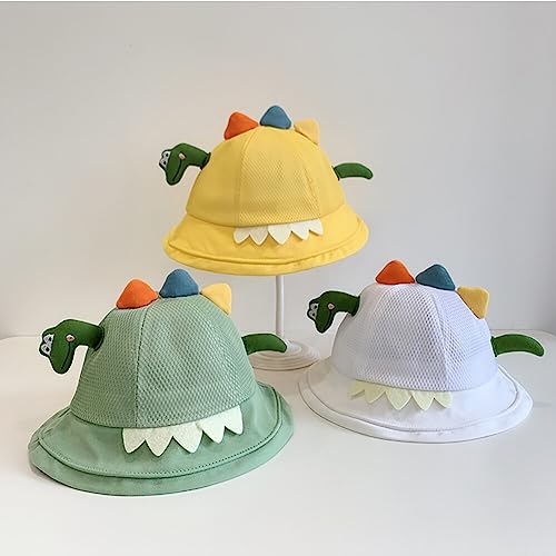 Baby Dinosaur Cap Infant Kids Sun Hat Cute Cartoon Cap Spring Summer Wide Brim Bucket Hat Toddler Mesh Fishermant Cap (Green)3