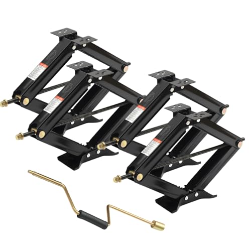 Image of RV Scissor Jack Stabilizer 7500lbs Heavy Duty 24 inch RV Trailer Stabilizer Leveling Scissor Jack for RV Camper with Crank Handle (New 24'' 4pc)