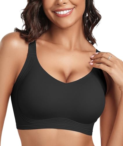 OEAK Womens Seamless Push Up Bras No Underwire Full Coverage Anti Sagging Comfortable Bras V Neck Bra Wireless Everyday Bra