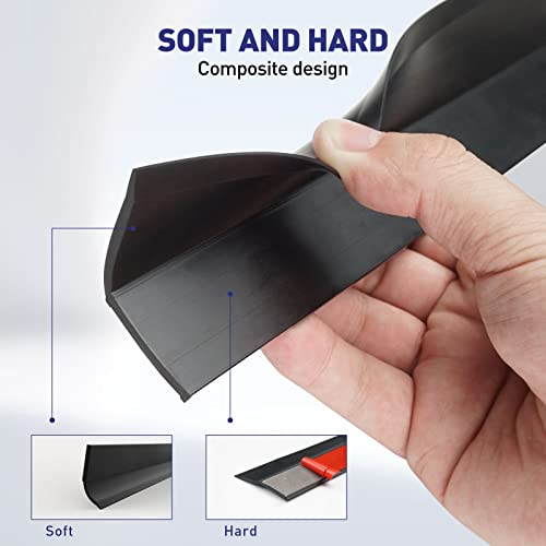 Fosluoc Garage Door Seal Top And Sides Seal Strip 34.2Ft Rubber Weather Stripping Replacement Soft And Hard Composite, Weatherproofing Universal Sealing Professional.(Black) #TOP3