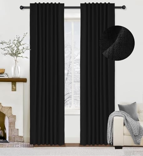 zeerobee Leinen Verdunkelungsvorhänge Schwarz, B 50 x L 63 cm