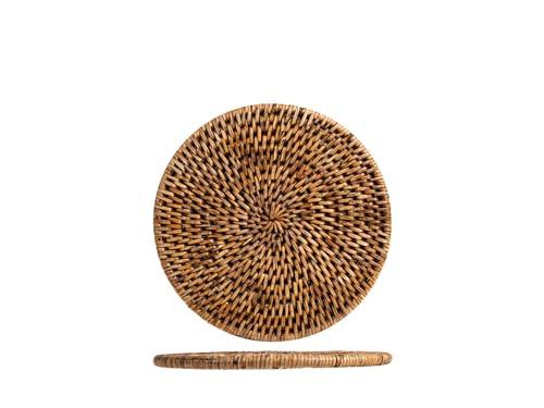 H&H Sottopentola Tondo in Rattan Marrone Naturale – 18 cm – Realizzato a Mano, Elegante e Resistente, Perfetto per Proteggere Tavoli e Superfici